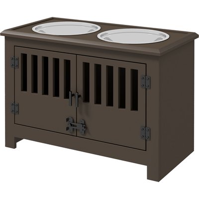AOSTIRMOTOR AOSTIRMOTOR PawHut Elevated Dog Bowl with Storage Cabinet, Espresso, 2-cup