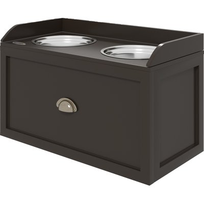 AOSTIRMOTOR AOSTIRMOTOR Elevated Dog Bowl Feeding Station with Storage, Coffee, 2-cup
