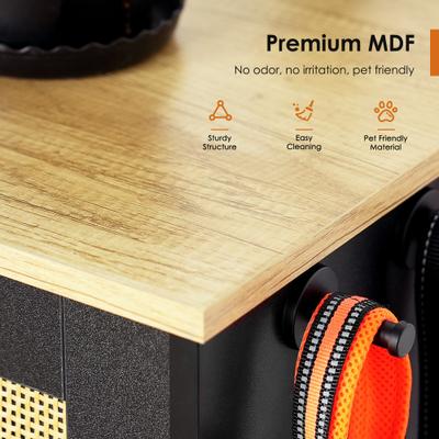 Show full view: AOSTIRMOTOR Dog Bowl Feeding Station with Two Lockers, Elevated Bowls, Black, 2-cup slide 7 of 10