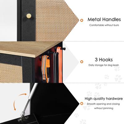 Show full view: AOSTIRMOTOR Dog Bowl Feeding Station with Two Lockers, Elevated Bowls, Black, 2-cup slide 4 of 10