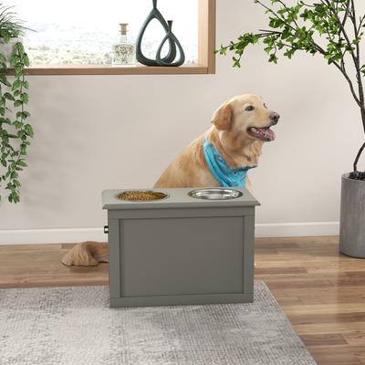 Show full view: AOSTIRMOTOR Elevated Dog Bowl Feeding Station, Grey, 2-cup slide 7 of 9