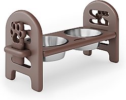 AOSTIRMOTOR Elevated Dog Bowl, Brown, 2-cup
