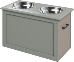 AOSTIRMOTOR Elevated Dog Bowl Feeding Station, Grey, 2-cup