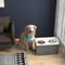 Show in main carousel: AOSTIRMOTOR Elevated Dog Bowl Feeding Station with Storage, Grey & White, 2-cup slide 3 of 6
