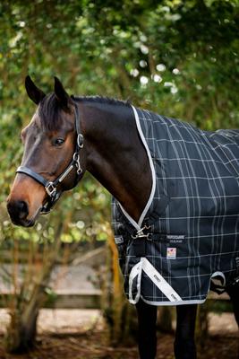 Show full view: Horseware Ireland Rhino Wug 250g Vari-Layer Horse Turnout, Black / Grey / White Check / Gray, 66 inches slide 3 of 9