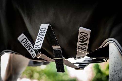 Show full view: Horseware Ireland Rambo 1680D 0g Horse Turnout, Black / Thunderstorm Grey / Silver, 81 inches slide 6 of 7