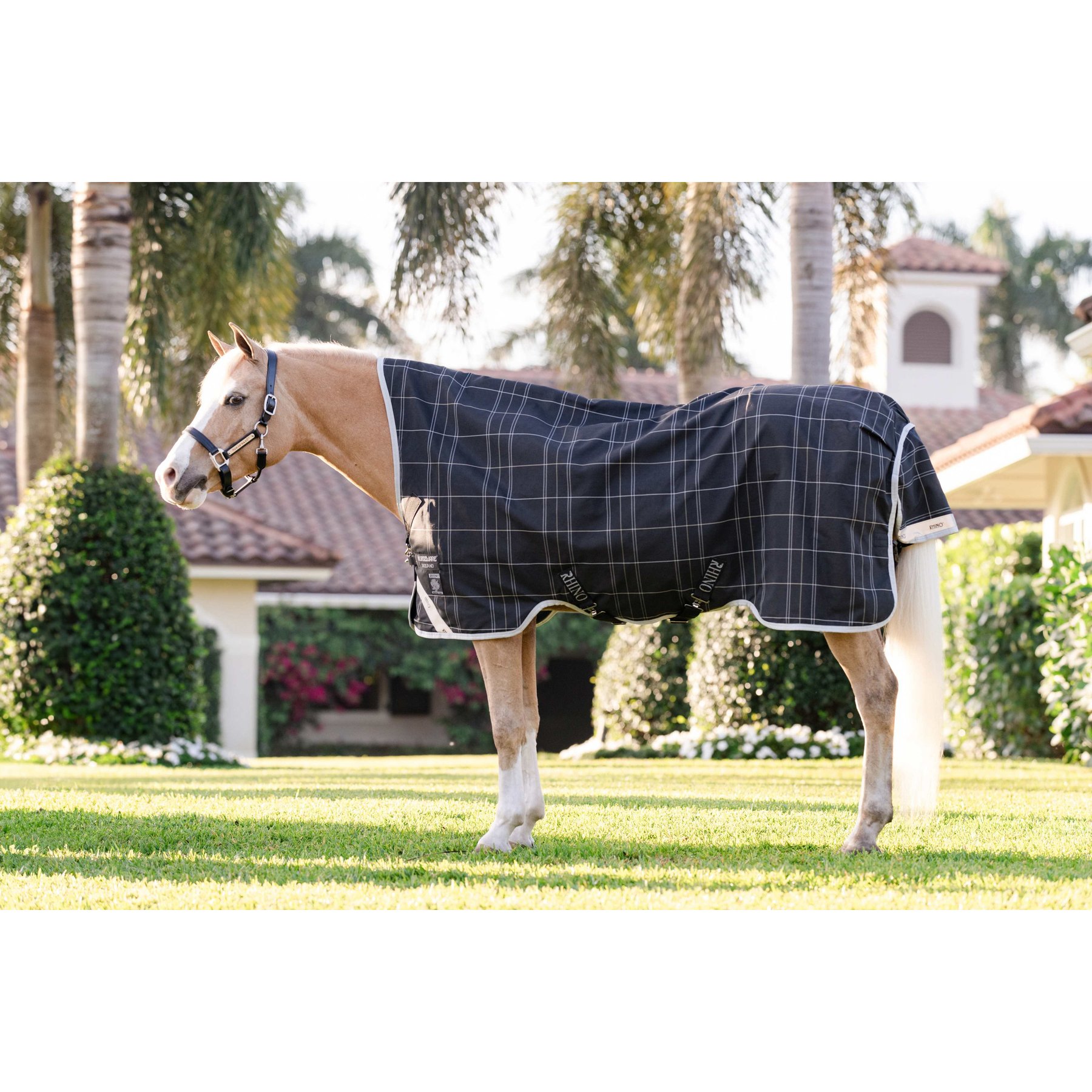 Horseware Rhino Wug 250g Vari-Layer Pony Turnout, Black / Grey / White Check / Gray, 54 inches