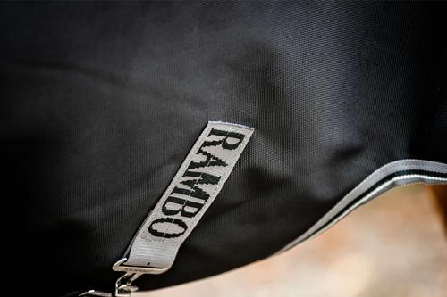 Show full view: Horseware Ireland Rambo 1680D Plus 0g Horse Turnout, Black / Thunderstorm Grey / Silver, 66 inches slide 5 of 6