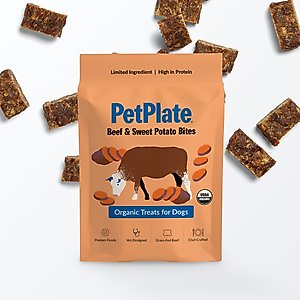 PetPlate Beef & Sweet Potato Bites Human Grade Soft & Chewy Dog Treats, 4.5-oz bag