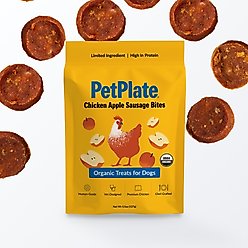 PetPlate Human Grade Organic Chicken Apple Sausage Bites Dog Treats, 4.5-oz bag