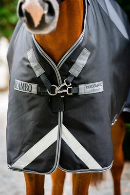 Show full view: Horseware Ireland Rambo 1680D Plus 0g Horse Turnout, Black / Thunderstorm Grey / Silver, 66 inches slide 3 of 6