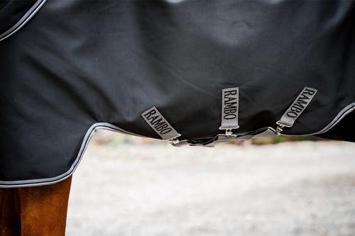 Show full view: Horseware Ireland Rambo 1680D Plus 0g Horse Turnout, Black / Thunderstorm Grey / Silver, 66 inches slide 2 of 6