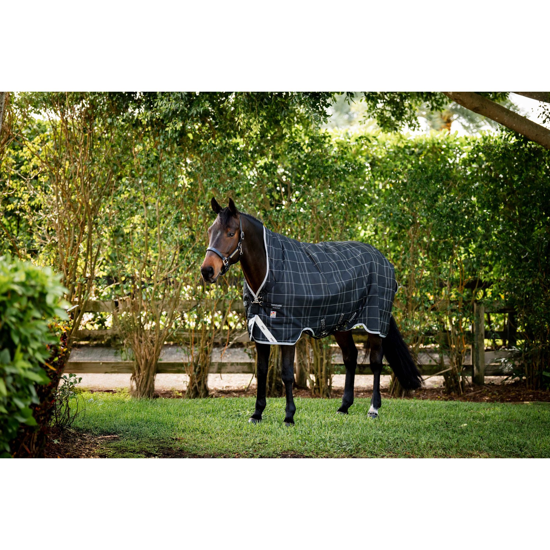Horseware Rhino Wug 250g Vari-Layer Horse Turnout, Black / Grey / White Check / Gray, 66 inches