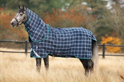 Horseware Ireland Rhino Plus 250g Vari-Layer Horse Turnout, Navy Check,Teal, 87 inches