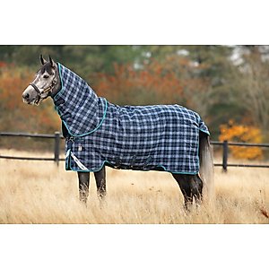 Horseware Ireland Rhino Plus 250g Vari-Layer Horse Turnout, Navy Check,Teal, 87 inches
