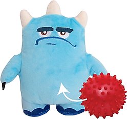 Snugarooz Jolly Joel 2-in-1 Squeaky Crinkle Plush Dog Toy with TPR Ball, Blue, 8-in