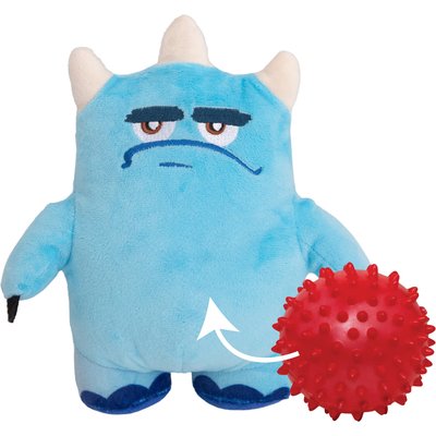Snugarooz Snugarooz Jolly Joel 2-in-1 Squeaky Crinkle Plush Dog Toy with TPR Ball, Blue, 8-in