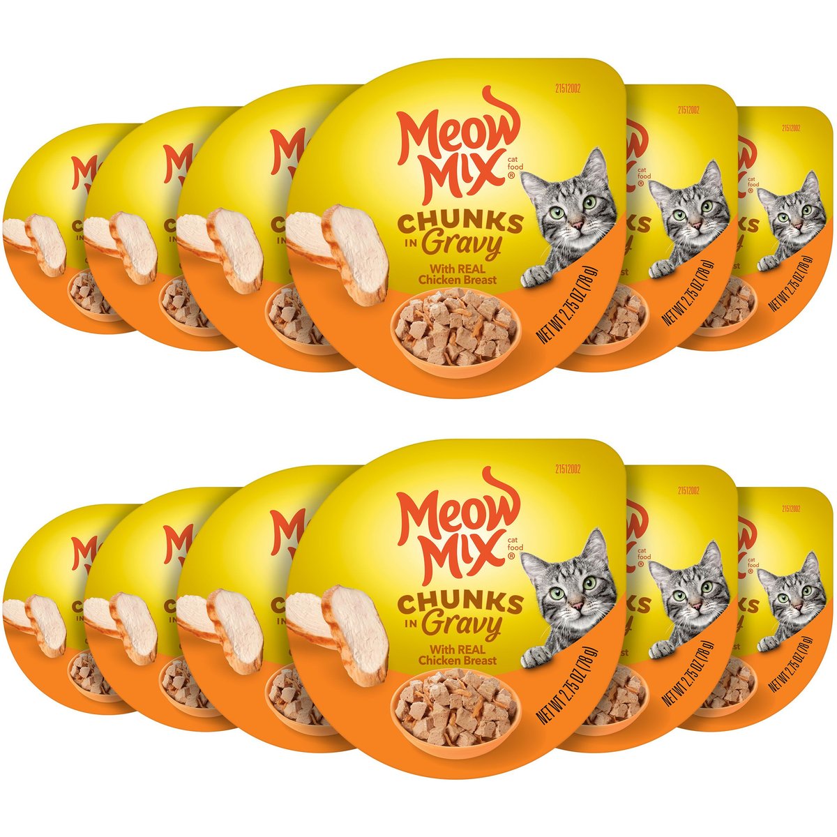 Meow Mix Chunks in Gravy with Real Chicken Breast Wet Cat Food, 2.75-oz cup, case of 12