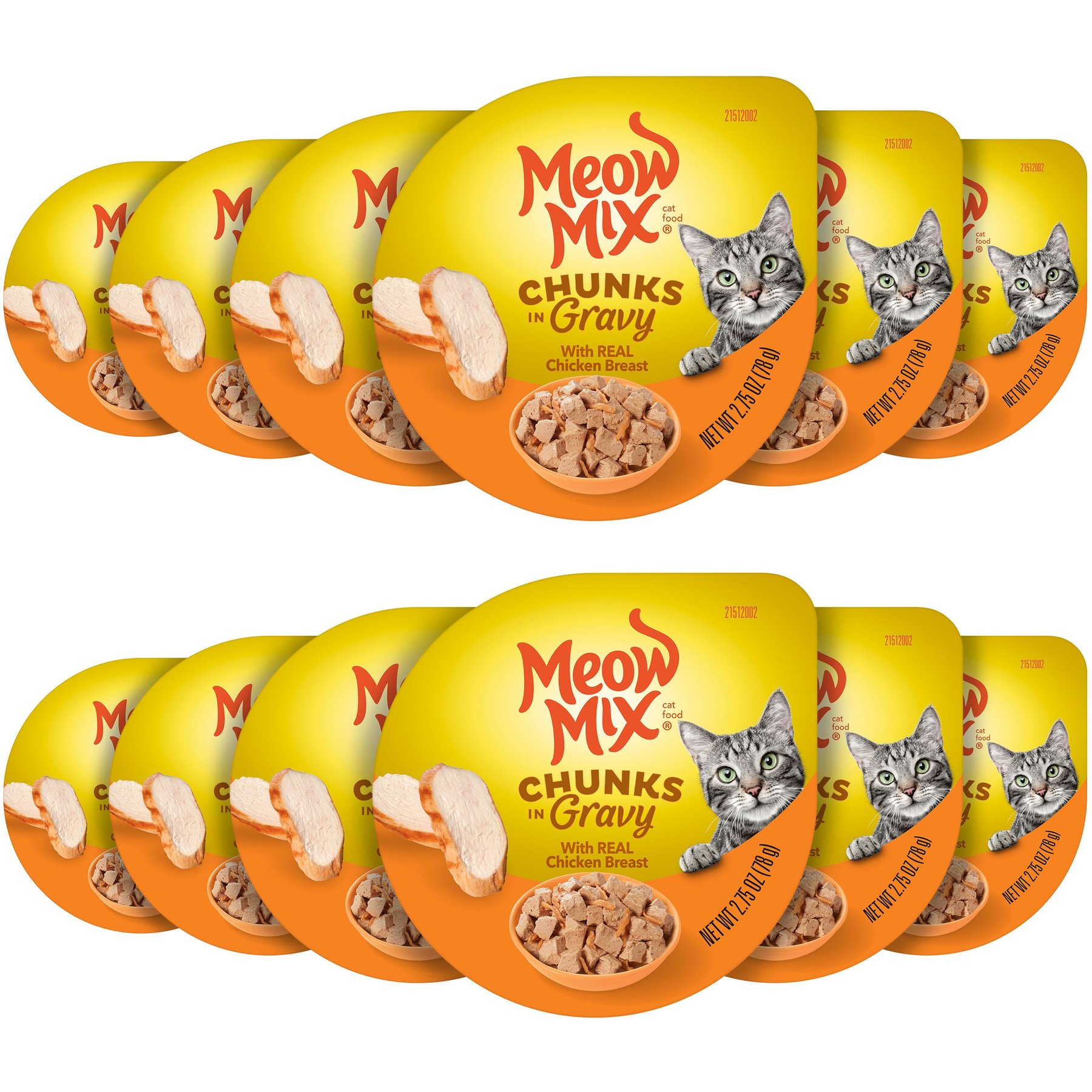 Meow Mix Chunks in Gravy with Real Chicken Breast Wet Cat Food, 2.75-oz cup, case of 12