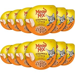 Meow Mix Chunks in Gravy with Real Chicken Breast Wet Cat Food, 2.75-oz cup, case of 12