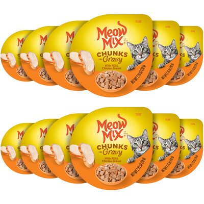 Meow Mix Meow Mix Chunks in Gravy with Real Chicken Breast Wet Cat Food, 2.75-oz cup, case of 12