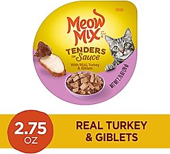 Meow Mix Tenders in Sauce with Real Turkey & Giblets Wet Cat Food, 2.75-oz cup, case of 12 slide 2 of 6