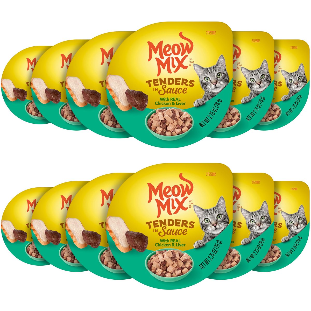Meow Mix Tenders in Sauce with Real Chicken & Liver Wet Cat Food, 2.75-oz cup, case of 12