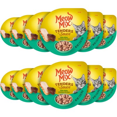 Meow Mix Meow Mix Tenders in Sauce with Real Chicken & Liver Wet Cat Food, 2.75-oz cup, case of 12