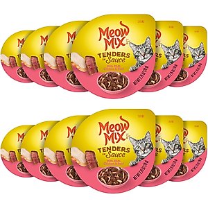 Meow Mix Tenders in Sauce with Real Chicken & Beef Wet Cat Food, 2.75-oz cup, case of 12