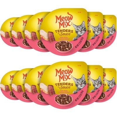 Meow Mix Meow Mix Tenders in Sauce with Real Chicken & Beef Wet Cat Food, 2.75-oz cup, case of 12