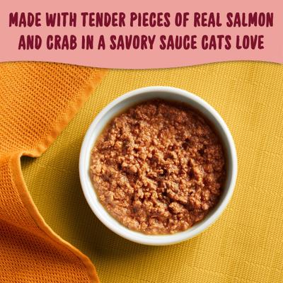 Show full view: Meow Mix Tenders in Sauce with Real Salmon & Crab Wet Cat Food, 2.75-oz cup, case of 12 slide 4 of 10