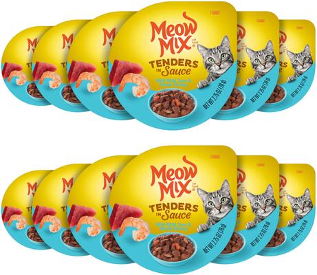MEOW MIX Tender Favorites with Real Tuna Whole Shrimp in Sauce