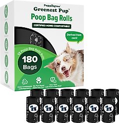 Puppington Greenest Pup Compostable Dog Poop Bags, Onyx Black, 12 Rolls