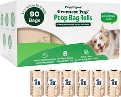 Puppington Greenest Pup Compostable Dog Poop Bags, Vanilla Cream, 6 Rolls