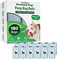Puppington Greenest Pup Compostable Dog Poop Bags, Ice Blue, 12 Rolls