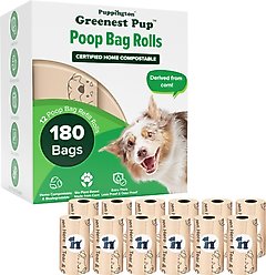 Puppington Greenest Pup Compostable Dog Poop Bags, Vanilla Cream, 12 Rolls