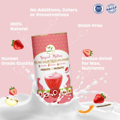 Show full view: Pawfect All Natural Grain-free Yogurt with Strawberry Prebiotic Probiotic Freeze-dried Dog Treat, 1.34-oz canister slide 5 of 10