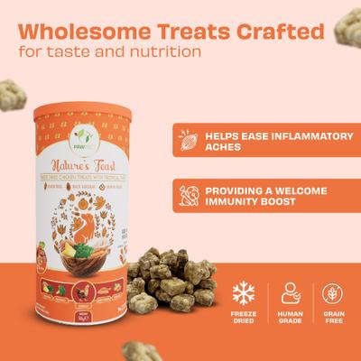 Show full view: Pawfect Nature's Feast Chicken with Tropical Fruits & Vegetables Grain-Free All Natural Freeze-Dried Dog Training Treat, 1.76-oz canister slide 5 of 9