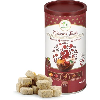 Pawfect Pawfect Nature's Feast Chicken with Pumpkin & Apple Grain-Free All Natural Freeze-Dried, Dog Training Treat, 1.76-oz canister