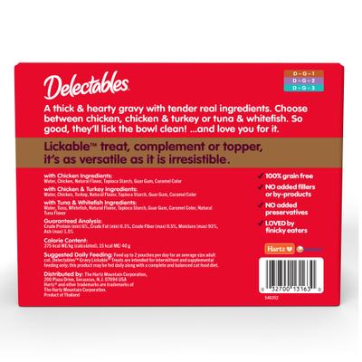 Show full view: Hartz Delectables Lickable Treat Gravy Variety Pack Lickable Cat Treats, 1.4-oz pouch, 30 Count slide 9 of 13