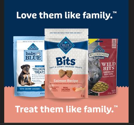 Show full view: Blue Buffalo Blue Bits Savory Salmon Recipe Chicken Free Soft-Moist Training Dog Treats, 4-oz bag slide 10 of 12