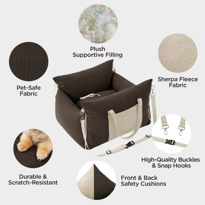 Show full view: Lesure Waterproof Small Dog Car Booster Seat, Standard, Brown slide 4 of 10