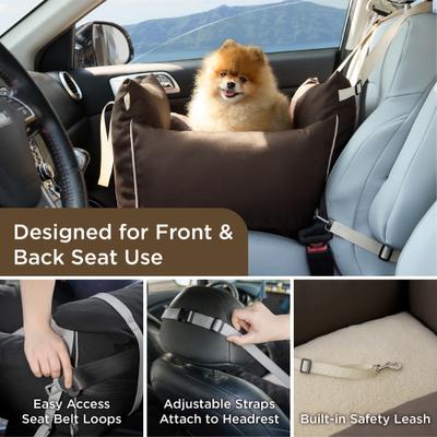 Show full view: Lesure Waterproof Small Dog Car Booster Seat, Standard, Brown slide 2 of 10