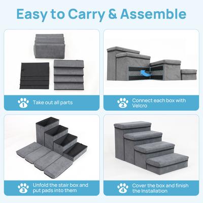 Show full view: RYPetmia Pawstep Foldable Dog & Cat Stairs, Dark Gray slide 6 of 9