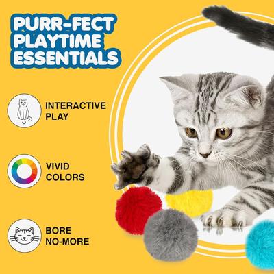 Show full view: SunGrow Soft Pom Ball Cat Toy, Multi-Color, 24 count slide 4 of 8