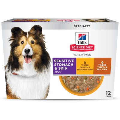 Hill's Science Diet Hill's Science Diet Sensitive Stomach & Sensitive Skin Variety Pack Adult Turkey & Chicken Stew Canned Dog Food, 12.5-oz, 12 count
