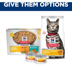 Hill's Science Diet Adult Urinary & Hairball Control Chicken & Tuna Variety Pack Stew Wet Cat Food, 2.9-oz Can, 12 count