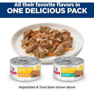 Hill's Science Diet Adult Urinary & Hairball Control Chicken & Tuna Variety Pack Stew Wet Cat Food, 2.9-oz Can, 12 count
