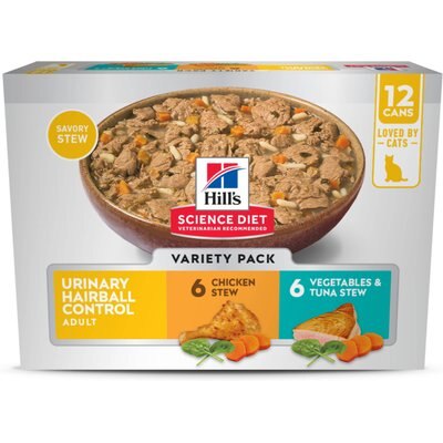 Hill's Science Diet Hill's Science Diet Adult Urinary & Hairball Control Chicken & Tuna Variety Pack Stew Wet Cat Food, 2.9-oz Can, 12 count