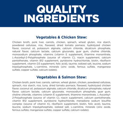 Show full view: Hill's Science Diet Perfect Weight Chicken & Salmon Variety Pack Stew Wet Cat Food, 2.8-oz Pouch, 12 count slide 6 of 10